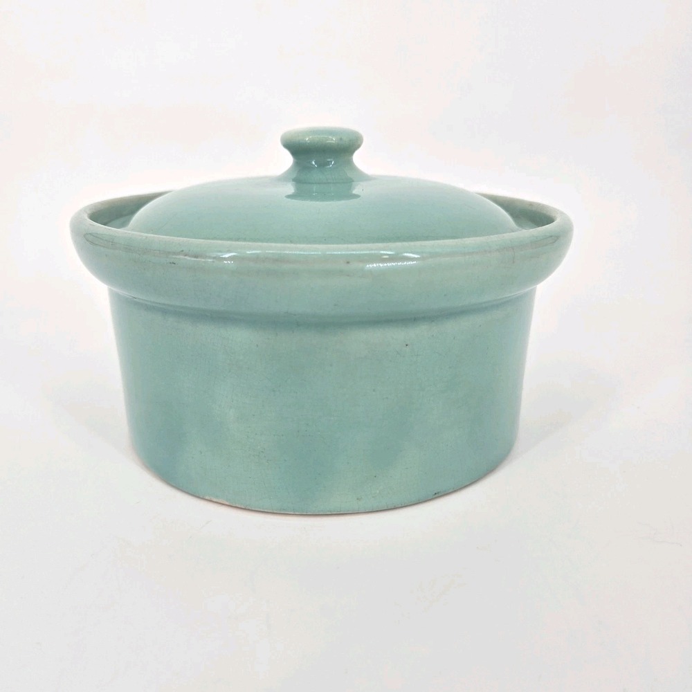 Vintage Weller Pottery Turquoise Blue Covered Casserole Dish Lid 7" Art Deco